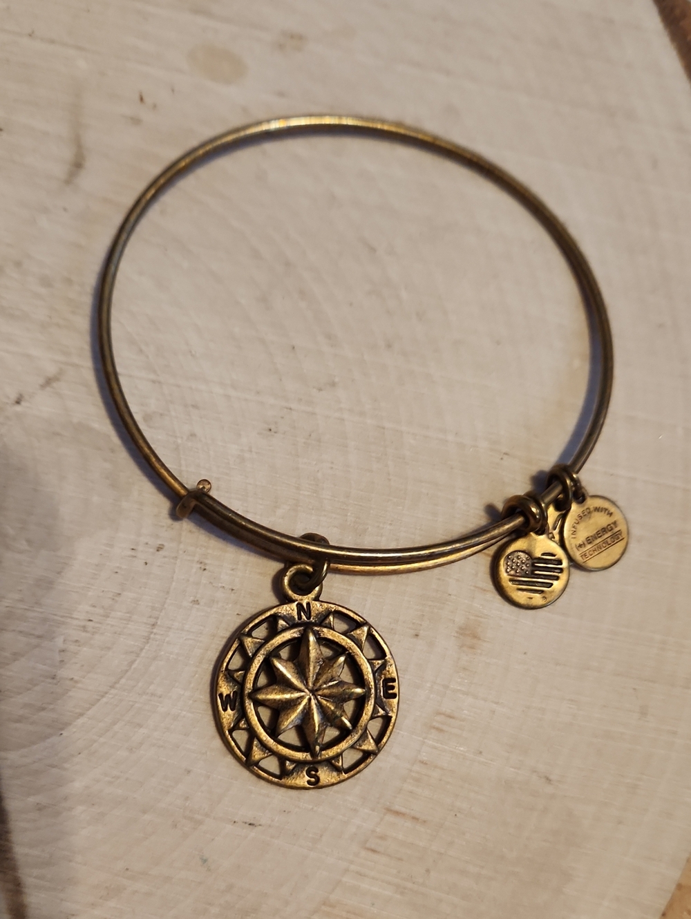 Alex & Ani Gold Tone Compass Design Bracelet